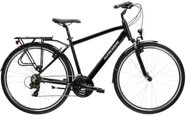 KROSS TRANS 1.0 M L(21") 28 rower CZARNY SREBRNY POŁYSK (B7)