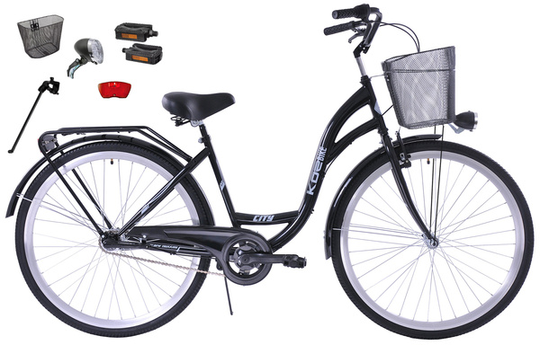 Rower miejski 28 damski Kozbike (K14) 3S czarny (czarne opony, przerzutka Sturmey Archer) (J7,J8)