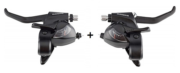 Zestaw SHIMANO Tourney Dźwignia STEF41 lewa 3 rzędowa STEF41LBL + Dźwignia prawa 7-rzędowa ST-EF41 v-brake
