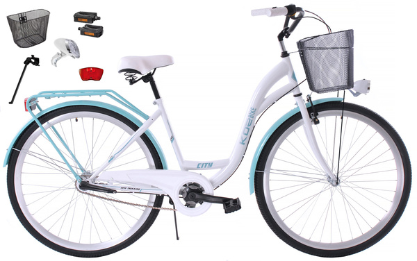 K21 Rower miejski Kozbike 28 3bieg biało-morski (przerzutka Sturmey Archer) (J8)