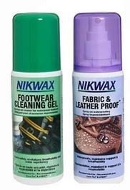 NIKWAX zestaw impregnat do obuwia z tkaniny i skóry  w spray-u oraz impregnat czyszczący z aplikatorem piankowym 