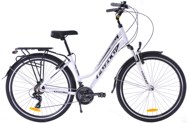 Rower trekkingowy 28 Fuzlu Escape 1.0  Lady (18") biały/czarny/czarny połysk  