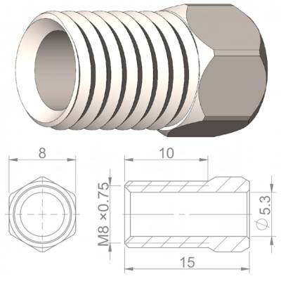 Śruba przewodu hydraulicznego HBP01 alu, M8x0,75, czarna