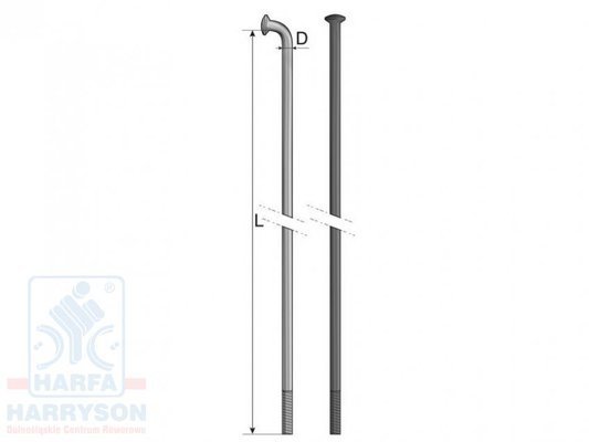 Szprychy czarne z nyplem inox 18/8 298mm oksydowane