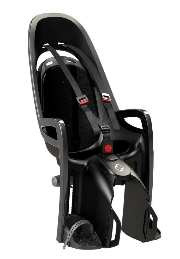 Fotelik rowerowy Zenith szary, czarna wyściółka z adapterem na bagażnik