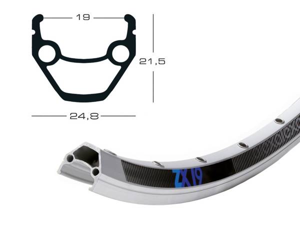 Obręcz - felga Exal ZX 19 28 srebrna 622-19 VL 6.5mm 32 otw., oczkowana