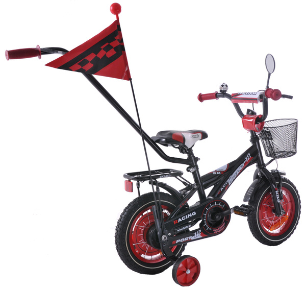 Rower dziecięcy 12 Fuzlu Racing czarno-czerwony połysk 