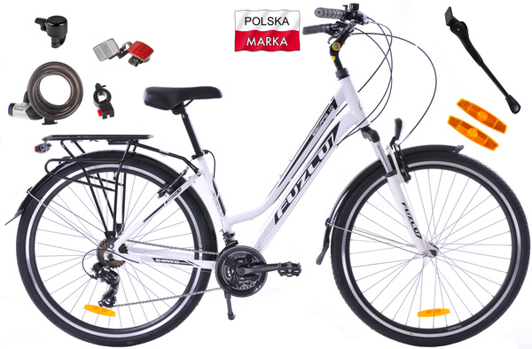 Rower trekkingowy 28 Fuzlu Escape 1.0  Lady (18") biały/czarny/czarny połysk  